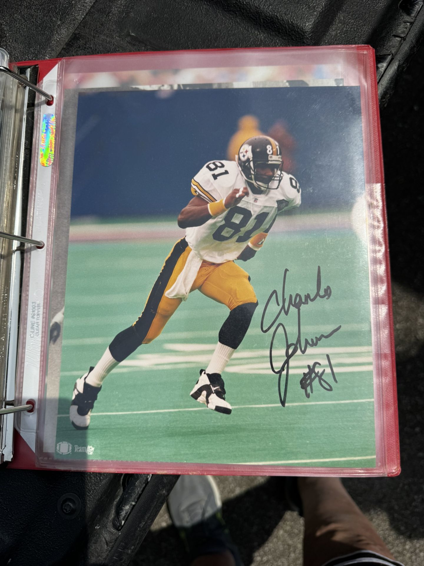 Charles Johnson, Pgh Steelers, Signed 8 x 10 Photo, White Jersey In Action