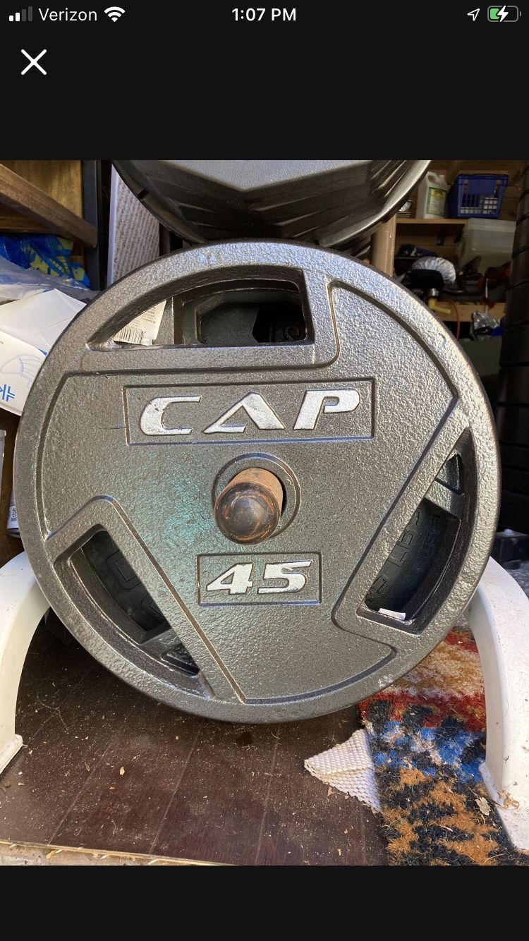 Excellent Condition CAP Branded Pair Of 45 Lb Olympic Weight Plates