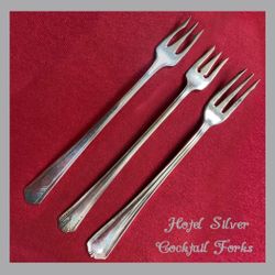 3 Silver Plate Seafood Cocktail Forks Oneida Vernon International