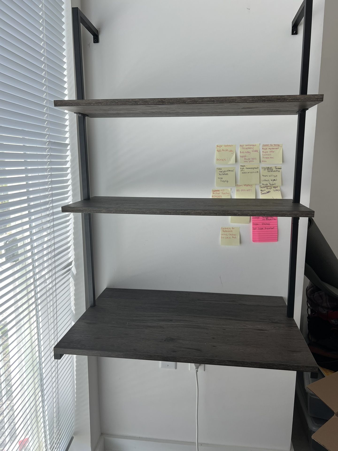 Ladder Desk Wall Mounted Shelf Floating Shelves 3Tier Standing Desks for Small Space Home Office Table