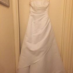 David's Bridal strapless A-line wedding dress