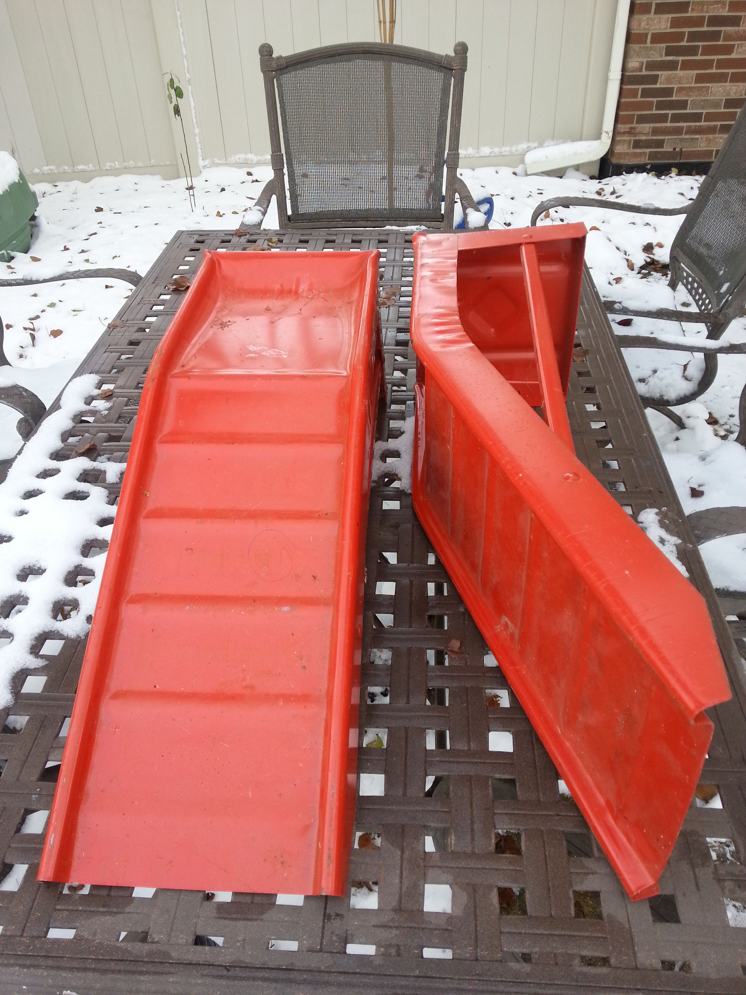 Two Metal Car Ramps Red