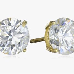 Amazon Essentials Plated Sterling Silver Cubic Zirconia Stud Earrings (Round & Princess). 8 mm