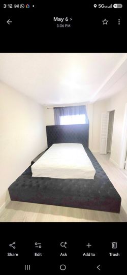 BLACK Tufted Upholstered Platform Bed Frame