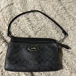 Coach black leather wristlet