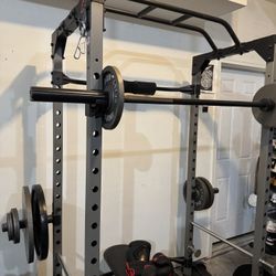 🏋️‍♂️ Home Gym Power Rack + Barbell + Adjustable Bench + 450lb Weights