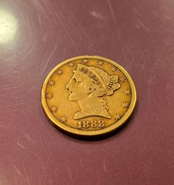 GOLD!!! 1888 U.S. Liberty 22K $5 Coin U.S.of America