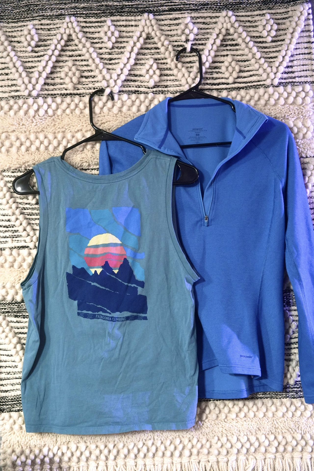 Patagonia (S) Bundle Capline Long Sleeve Quarter Zip And Climbing Mountain Tank top Outdoor Hiking Gear Climbing