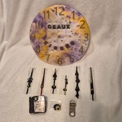 Handmade Geaux Tigers Resin Wall Clock Face – Purple and Gold Game Day Decor