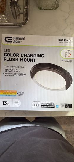 Commercial Electric 13” Matte Black LED Flush Mount Ceiling Light