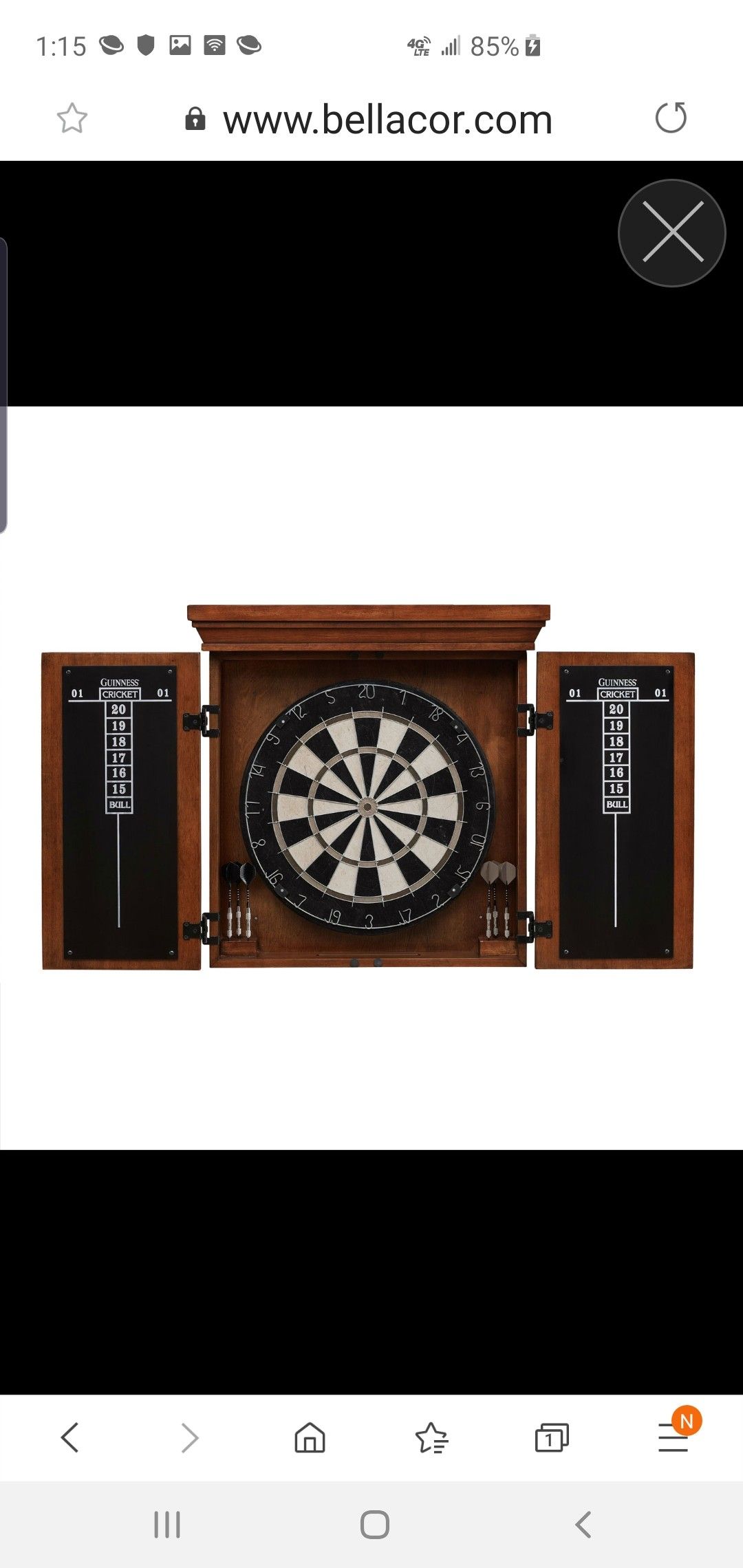 Athos Brown Wooden Dart Board Cabinet Set