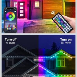 Smart RGB LED Eaves Light Strip Kit with App Control, Outdoor Waterproof Decorative Lighting, Multi-Color Changing, Remote Control, WiFi Compatible fo