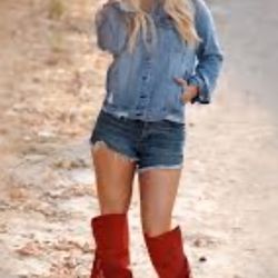 Jessica simpson red FRINGE RHINESTONE Boots 