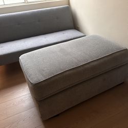 Large Grey Fabric Ottoman, 24”D x 45”Lx18”H , pick up In Temple city, delivery is available for small fees in 10 miles