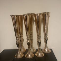 21.9 Inch Gold Metal Flower Vases 