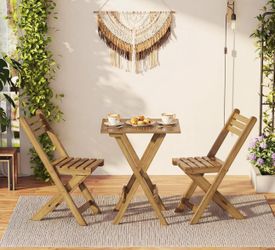 Natural Wood Bistro Patio Set