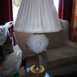 Antique 3d Glass Embossed Cherub Lamps