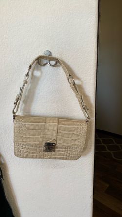 Perlina Crocodile-Embossed Italian Leather Shoulder Bag