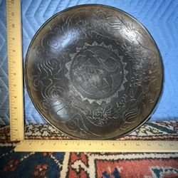 Chinese Bronze Shallow Bowl Serpent Motif