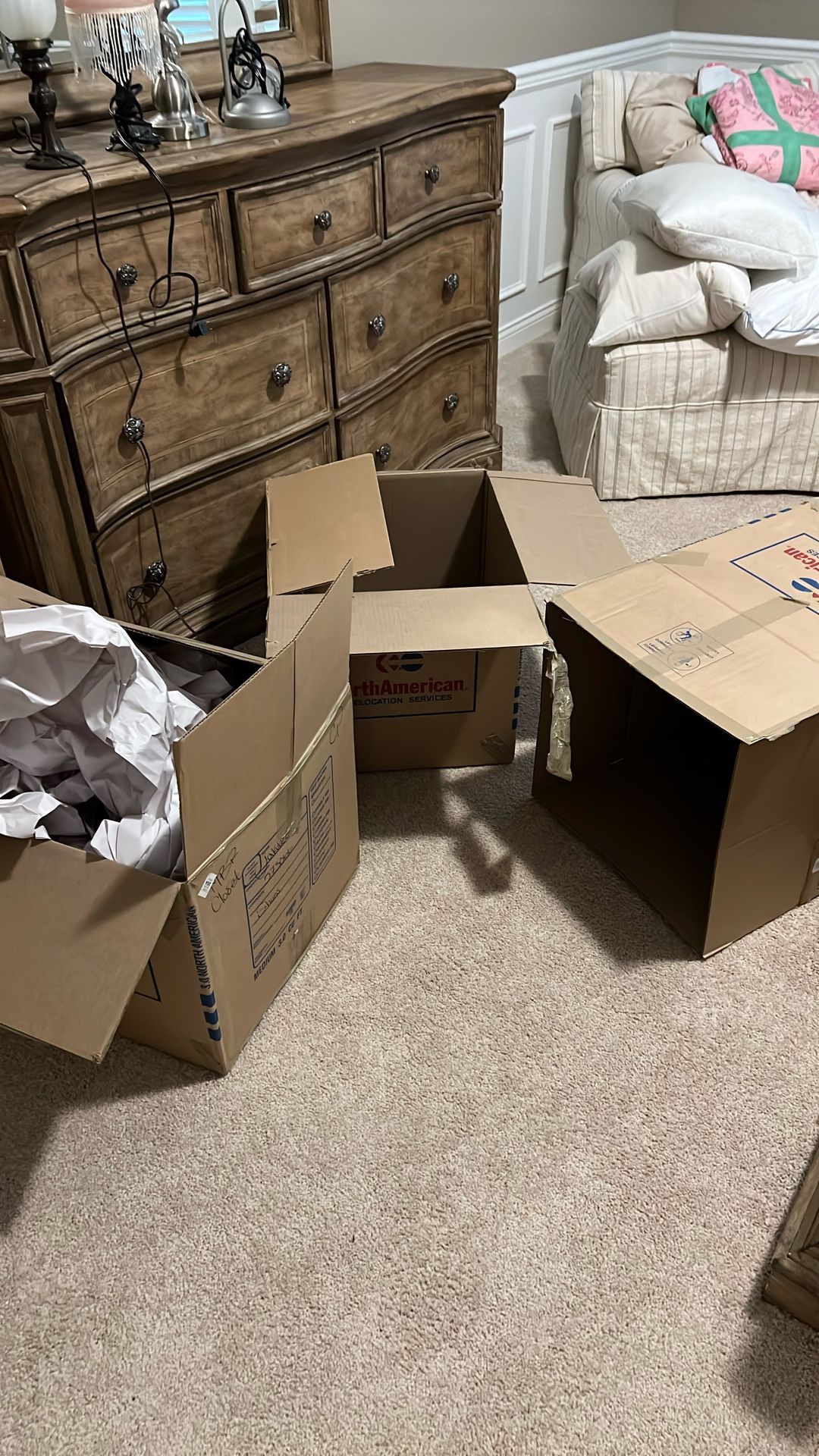 Packing boxes and packing paper