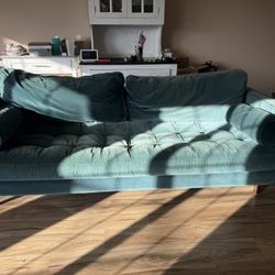 Discontinued Article Sven 88" Tufted Velvet Sofa in Pacific Blue
