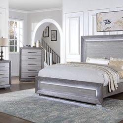 Gray King Bed Frame - Dressers Sold Separate 