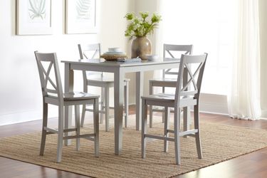 Simplicity Dove Counter Table w/ 4 X-Back Stools