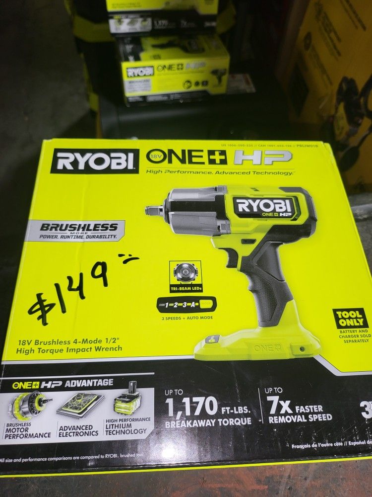 RYOBI
ONE+ HP 18V Brushless Cordless 4-Mode 1/2 in. High Torque Impact Wrench (Tool Only)