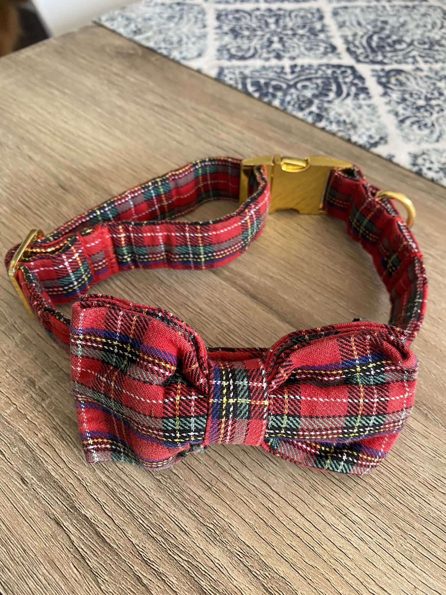 Plaid Dog Bow Tie Collar