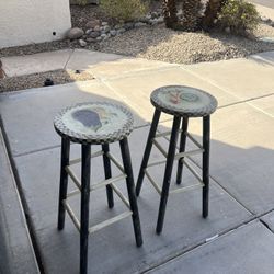 2 Hand Painted Barstools