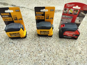 Dewalt and Milwaukee measuring tapes