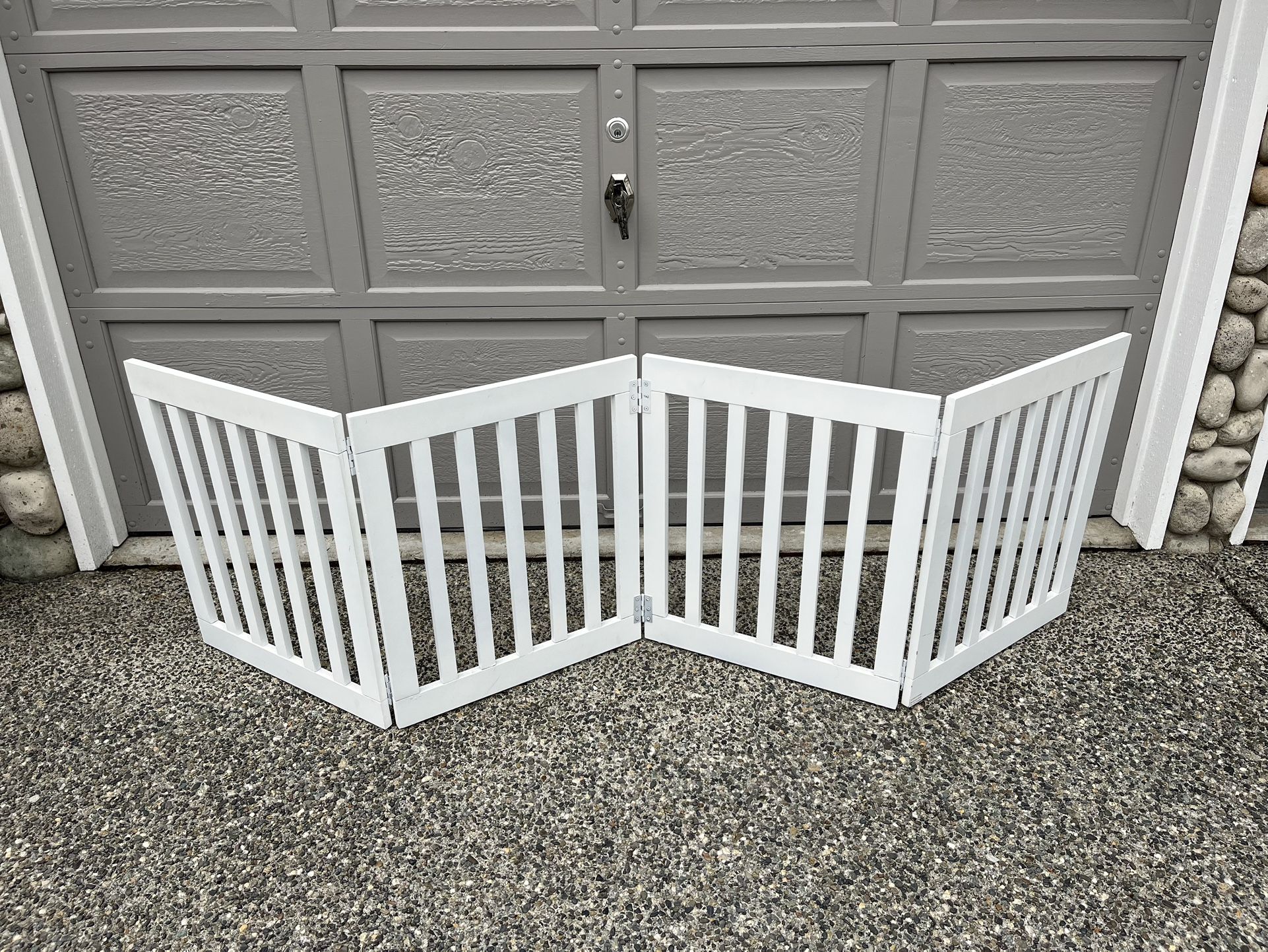 Modern White Wood Pet Fence Gate