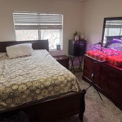 Ashley’s Queen Cherry Bedroom Set- Mattress/box Spring Included $325 OBO