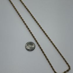 14k Yellow Gold Rope Chain Necklace 19.2 Grams, 21” Long 
