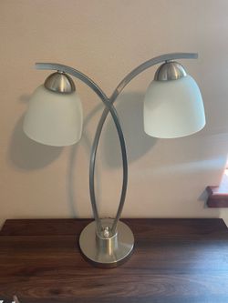Modern Brushed Nickel 2-Light Table Lamp