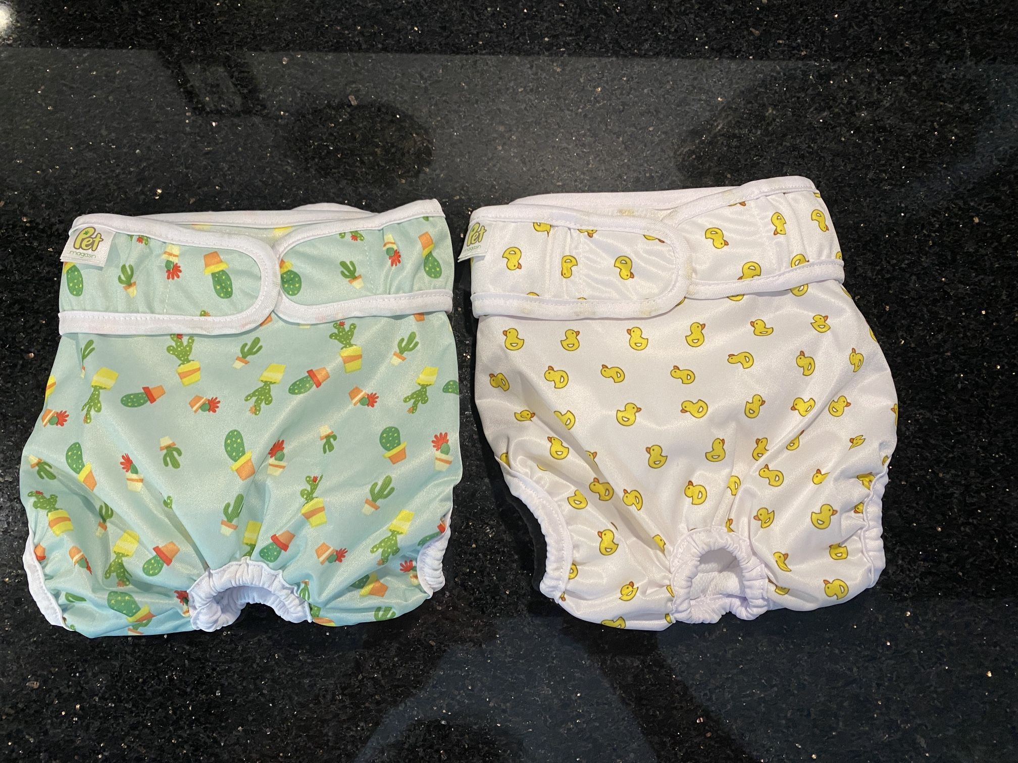 2-Pack Pet Magasin Female Dog Diapers Washable Reusable Size Large Waist 16”-24”