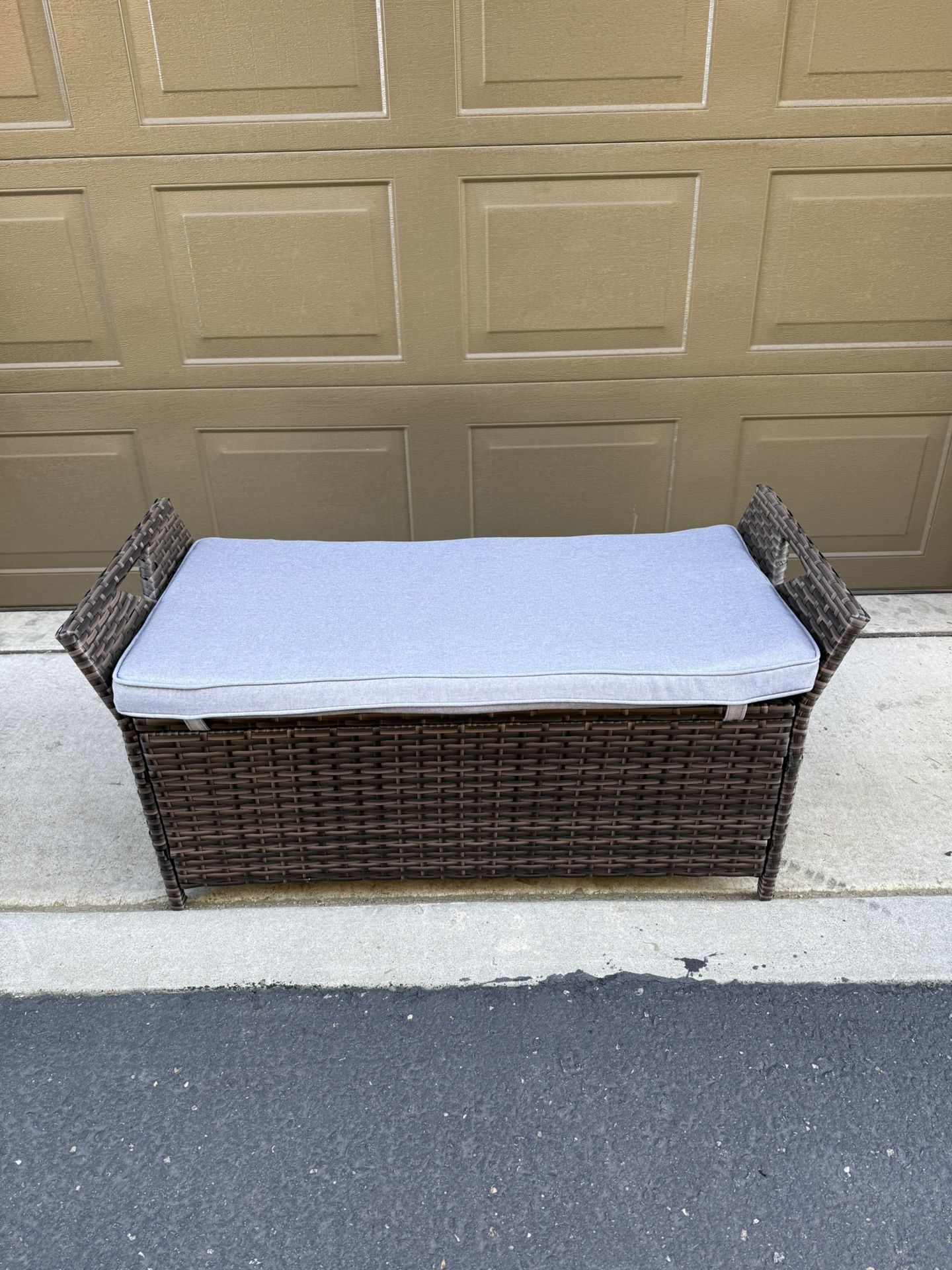 Patio Bench with Storage and Cushion