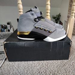 Air Jordan 17 Retro Trophy Room New Size 10.5 2XL Shirt Cool Grey Gold Black DS