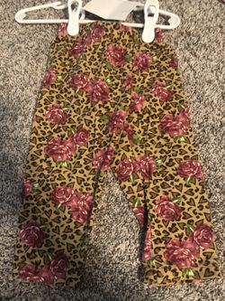 Cheetah flower cotton leggings. Sized 12 months