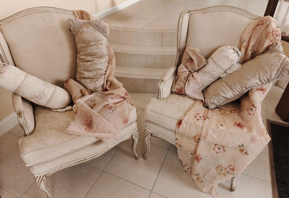 2 Wingback Antique Accent Chairs