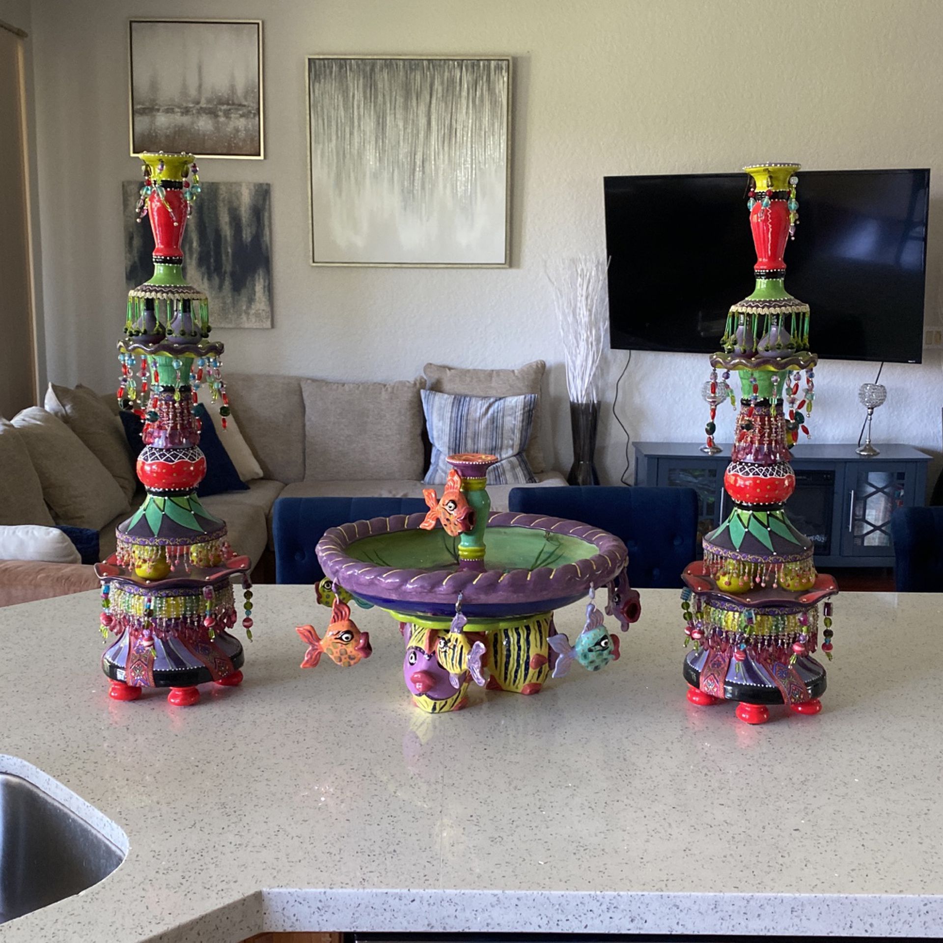 Handcrafted Beaded Candle Holder Set
