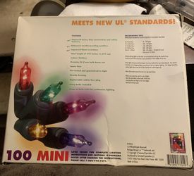 Christmas, indoor/outdoor End To End Mini Light Set  100 MULTI New Old Stock