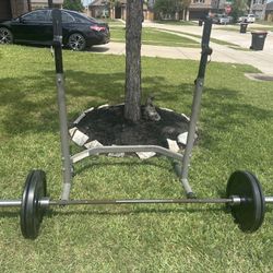 Adjustable Bench Press / Squat Rack Set for sale 