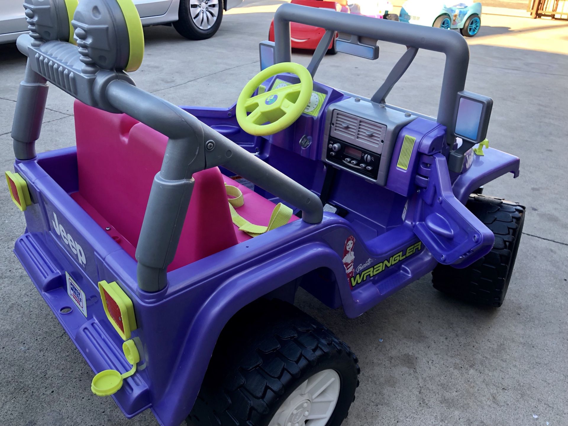 Purple Barbie Jeep Wrangler 12volt electric kids ride on cars power wheels  for Sale in Anaheim, CA - OfferUp