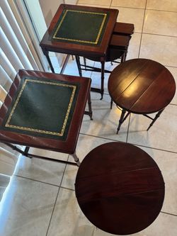 Pair Of Mahogany Nesting Tables 19.5”x19.5”x23”H