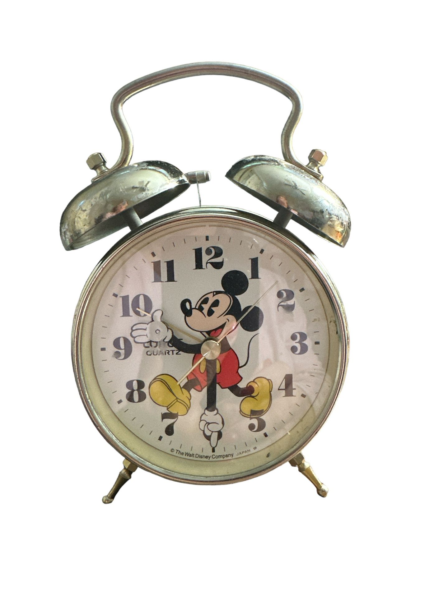 DISNEY MICKEY MOUSE SilveALARM CLOCK LORUS QUARTZ. Condition is "Used". Clock and alarm have both been tested and are in excellent working condition! 