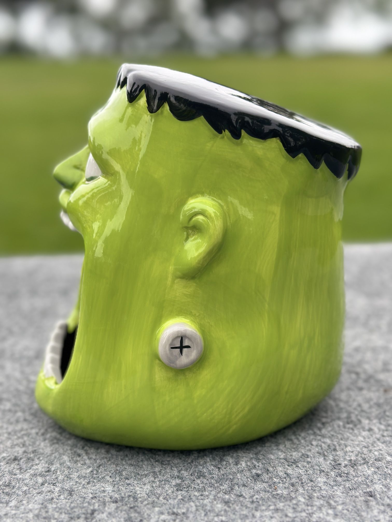 Maxcera Frankenstein Monster Open Mouth Ceramic Candy Bowl Dish