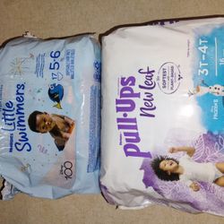 Huggies Pull Ups 3t-4t And Huggies Little Swimmers 5-6