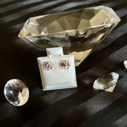 Flower Studs with Lilac Crystal – .925 Silver