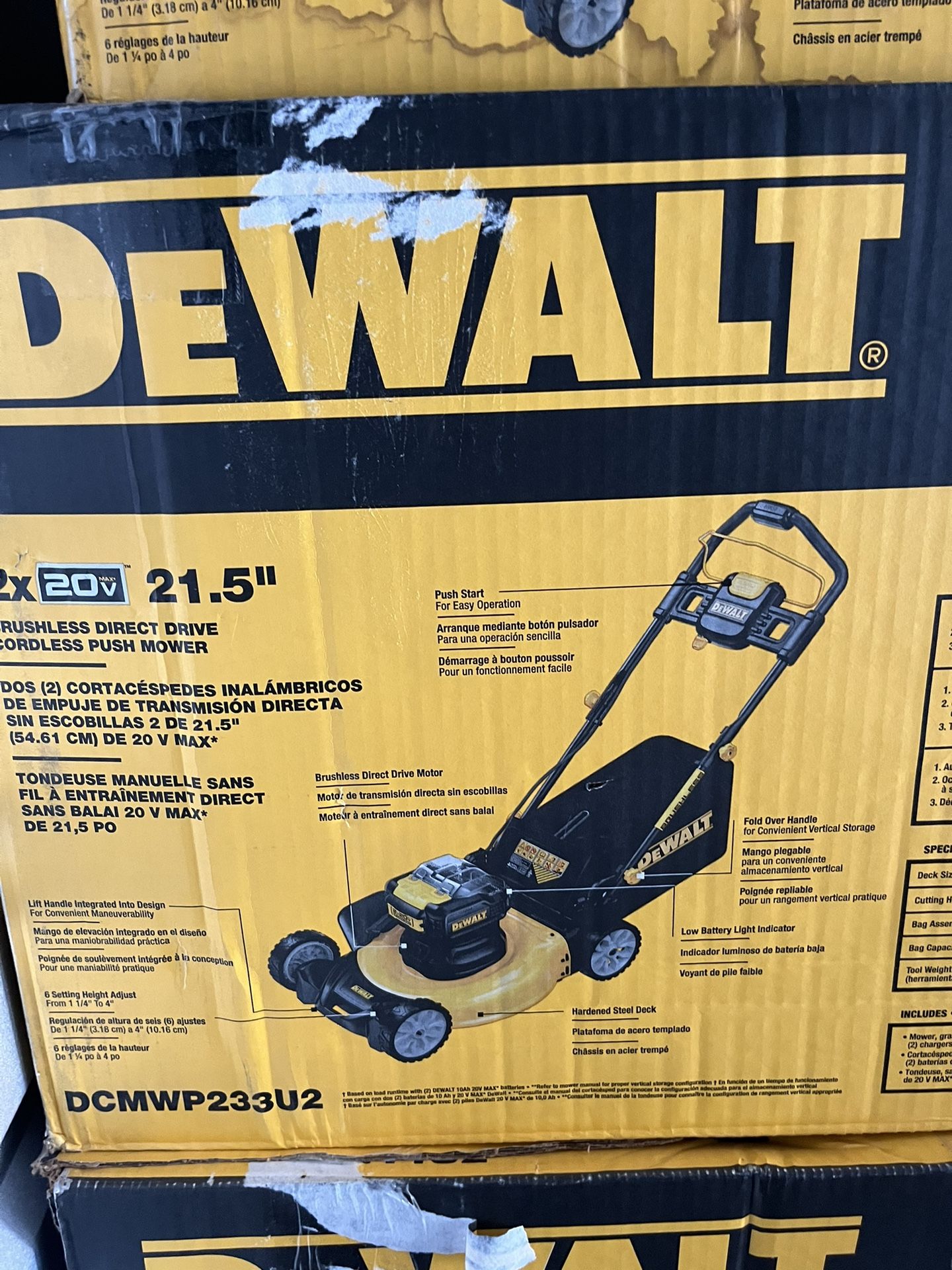 Dewalt 2X20V MAX Brushless Lithium-Ion 21-1/2 in. Cordless Rear Wheel Drive Self-Propelled Lawn Mower